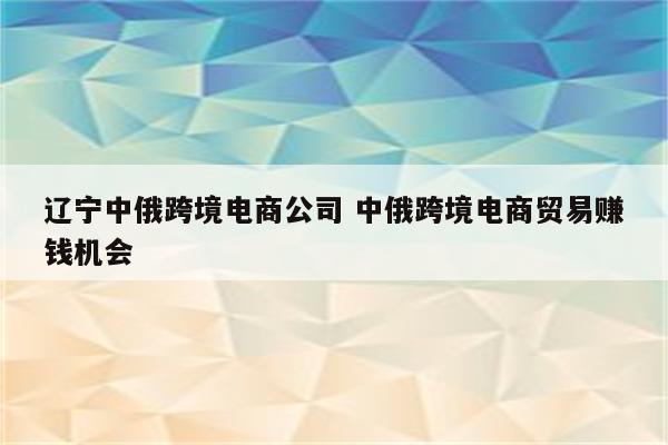 辽宁中俄跨境电商公司 中俄跨境电商贸易赚钱机会