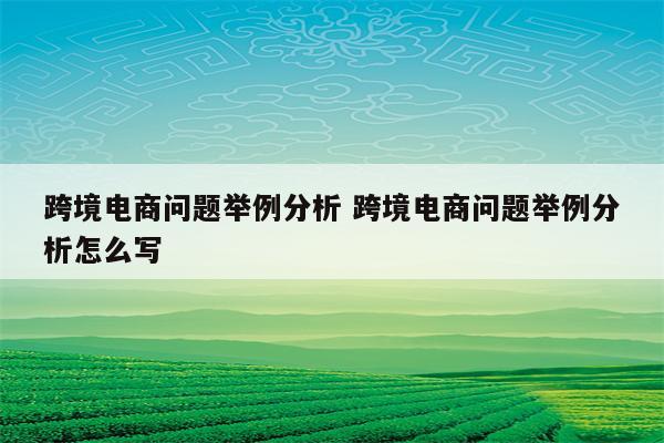 跨境电商问题举例分析 跨境电商问题举例分析怎么写