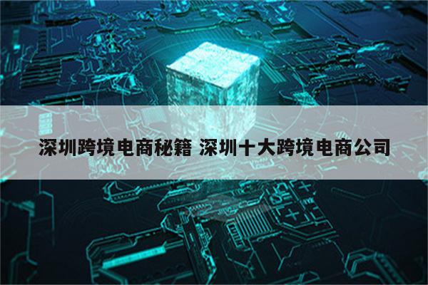 深圳跨境电商秘籍 深圳十大跨境电商公司
