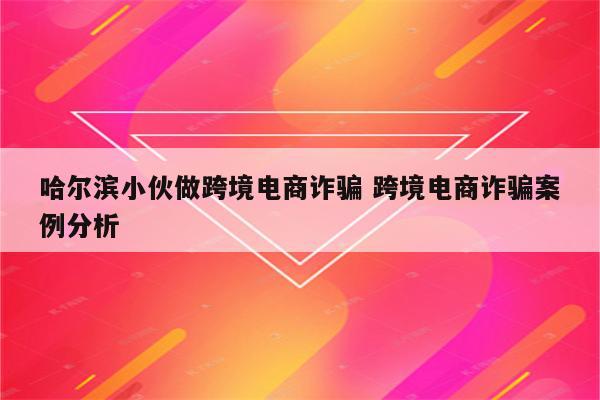哈尔滨小伙做跨境电商诈骗 跨境电商诈骗案例分析