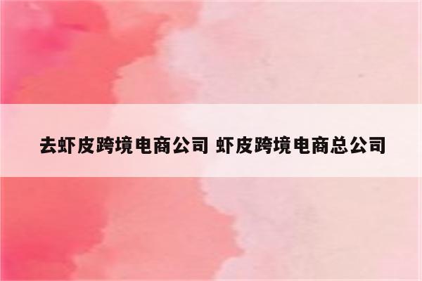 去虾皮跨境电商公司 虾皮跨境电商总公司