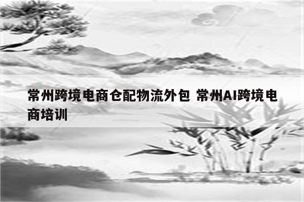 常州跨境电商仓配物流外包 常州AI跨境电商培训