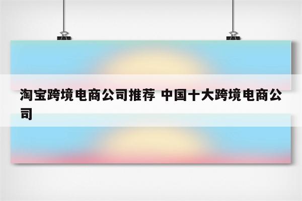 淘宝跨境电商公司推荐 中国十大跨境电商公司