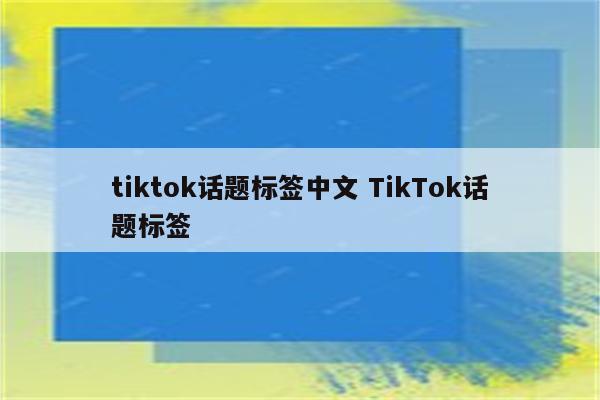 tiktok话题标签中文 TikTok话题标签