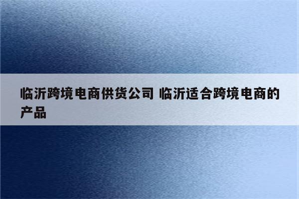 临沂跨境电商供货公司 临沂适合跨境电商的产品