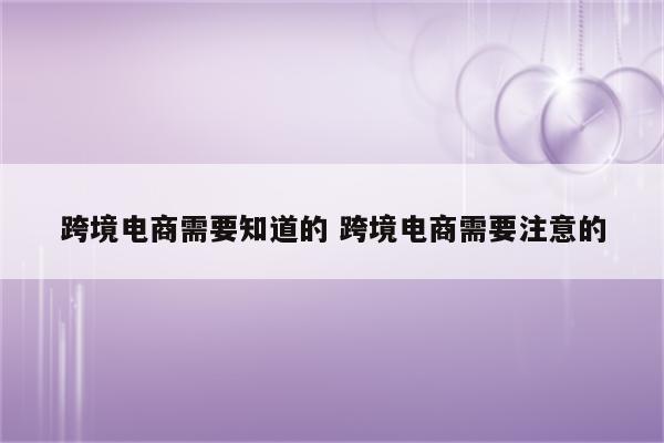 跨境电商需要知道的 跨境电商需要注意的