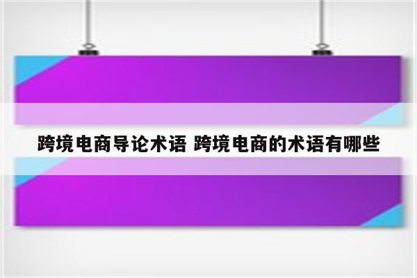 跨境电商导论术语 跨境电商的术语有哪些