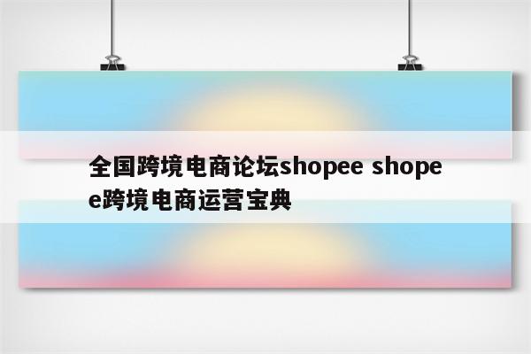 全国跨境电商论坛shopee shopee跨境电商运营宝典