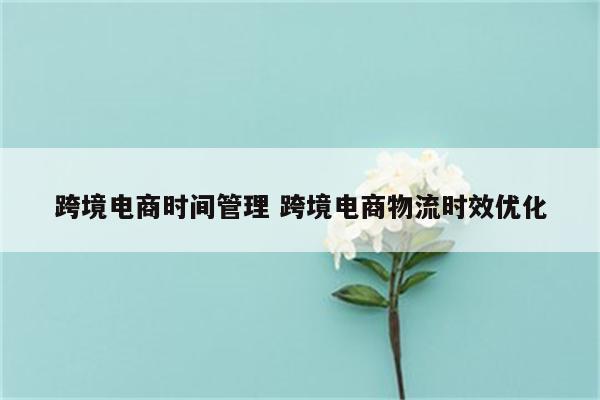 跨境电商时间管理 跨境电商物流时效优化