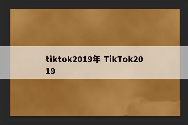 tiktok2019年 TikTok2019