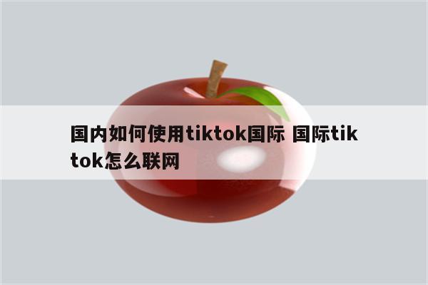 国内如何使用tiktok国际 国际tiktok怎么联网