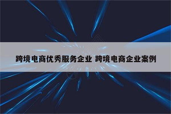 跨境电商优秀服务企业 跨境电商企业案例