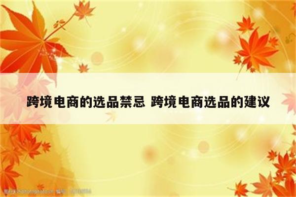 跨境电商的选品禁忌 跨境电商选品的建议
