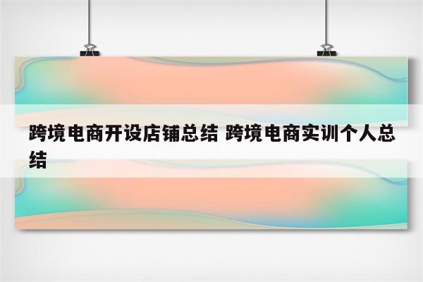 跨境电商开设店铺总结 跨境电商实训个人总结