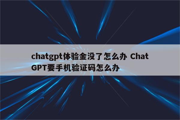 chatgpt体验金没了怎么办 ChatGPT要手机验证码怎么办