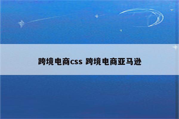 跨境电商css 跨境电商亚马逊