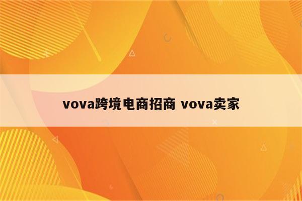 vova跨境电商招商 vova卖家