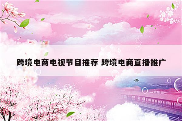 跨境电商电视节目推荐 跨境电商直播推广