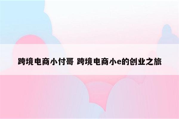跨境电商小付哥 跨境电商小e的创业之旅