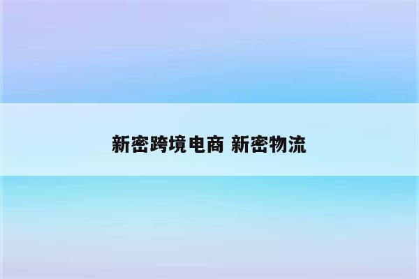新密跨境电商 新密物流