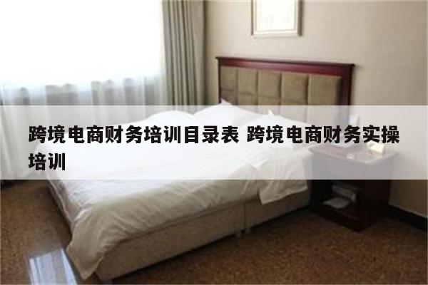 跨境电商财务培训目录表 跨境电商财务实操培训