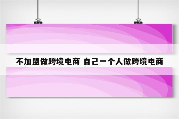 不加盟做跨境电商 自己一个人做跨境电商