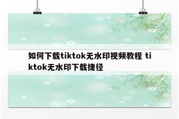 如何下载tiktok无水印视频教程 tiktok无水印下载捷径