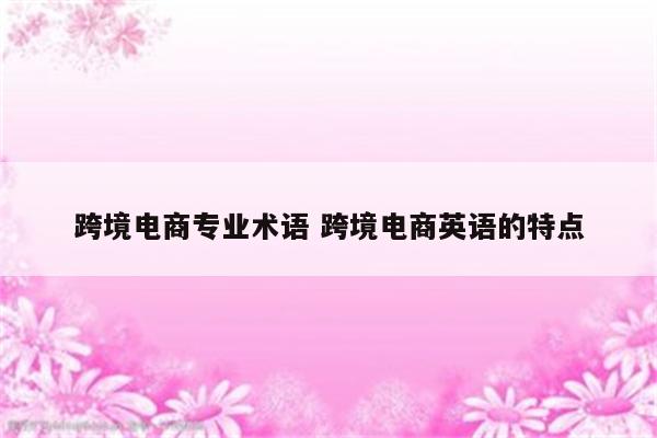 跨境电商专业术语 跨境电商英语的特点