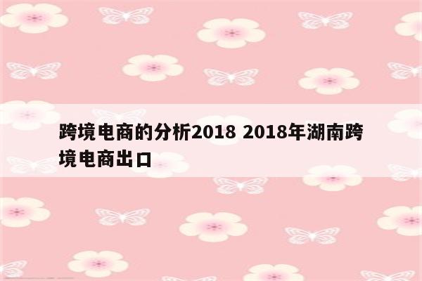 跨境电商的分析2018 2018年湖南跨境电商出口