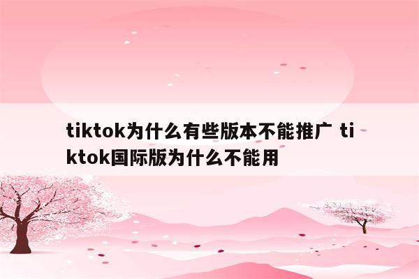 tiktok为什么有些版本不能推广 tiktok国际版为什么不能用