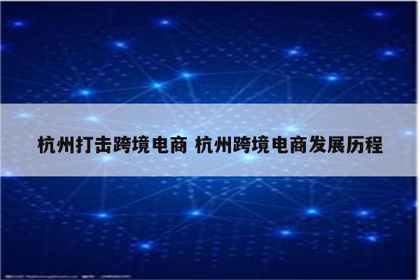 杭州打击跨境电商 杭州跨境电商发展历程