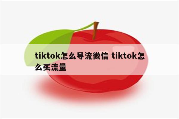 tiktok怎么导流微信 tiktok怎么买流量