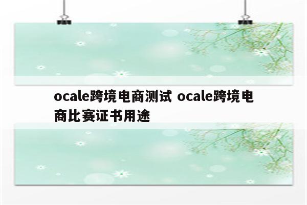 ocale跨境电商测试 ocale跨境电商比赛证书用途
