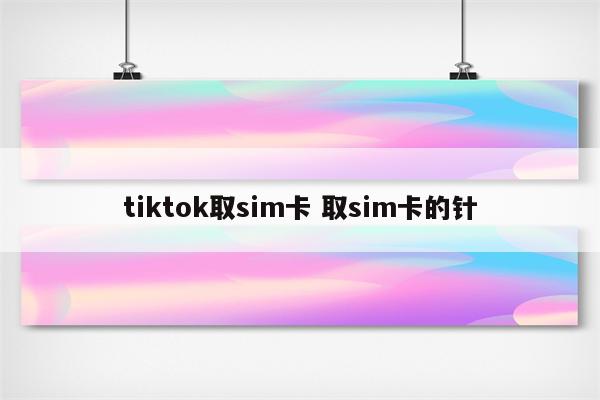 tiktok取sim卡 取sim卡的针