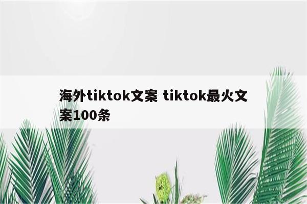 海外tiktok文案 tiktok最火文案100条