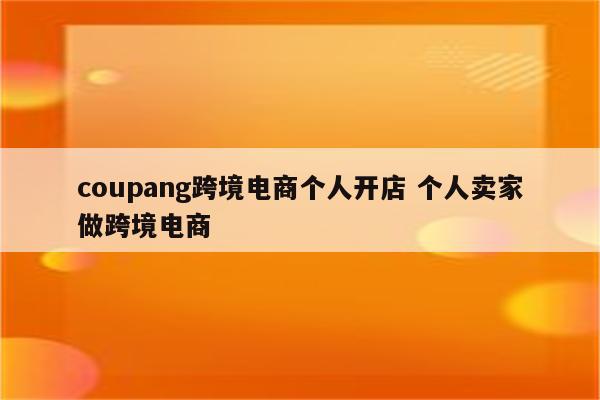 coupang跨境电商个人开店 个人卖家做跨境电商