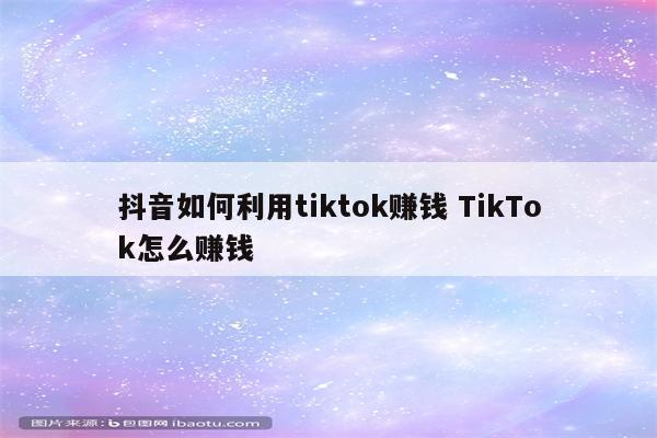 抖音如何利用tiktok赚钱 TikTok怎么赚钱