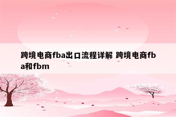 跨境电商fba出口流程详解 跨境电商fba和fbm