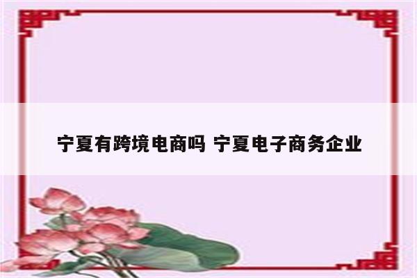 宁夏有跨境电商吗 宁夏电子商务企业
