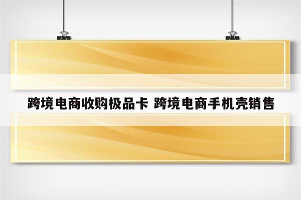 跨境电商收购极品卡 跨境电商手机壳销售