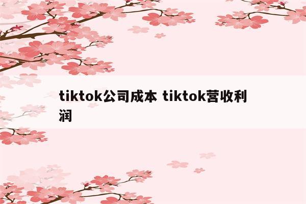 tiktok公司成本 tiktok营收利润