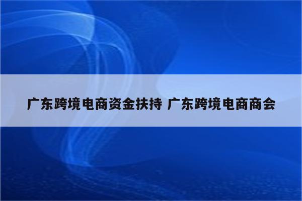 广东跨境电商资金扶持 广东跨境电商商会