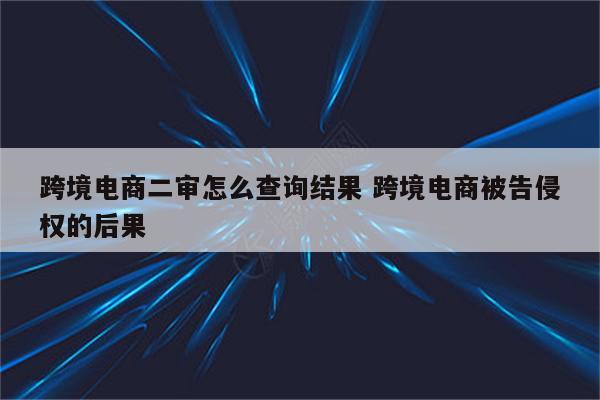 跨境电商二审怎么查询结果 跨境电商被告侵权的后果