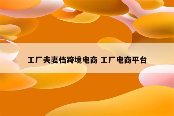 工厂夫妻档跨境电商 工厂电商平台