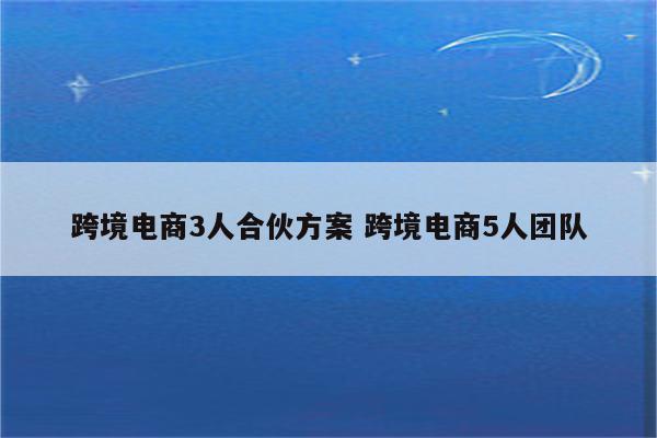 跨境电商3人合伙方案 跨境电商5人团队