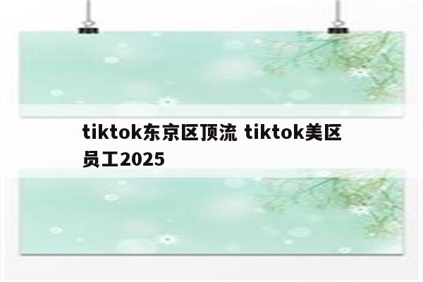 tiktok东京区顶流 tiktok美区员工2025