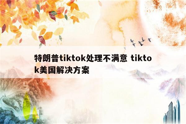 特朗普tiktok处理不满意 tiktok美国解决方案