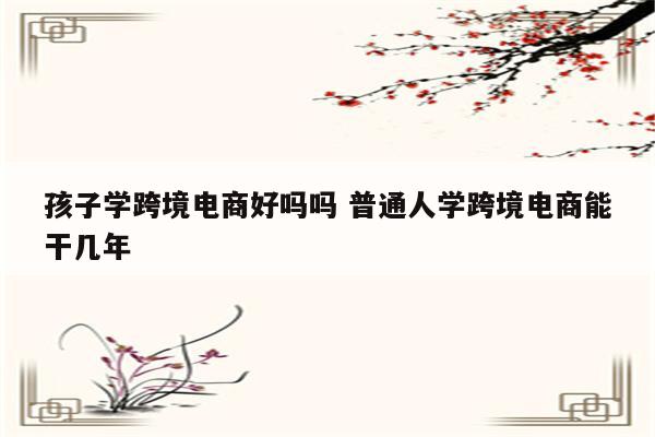 孩子学跨境电商好吗吗 普通人学跨境电商能干几年