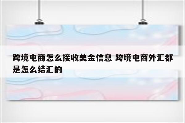 跨境电商怎么接收美金信息 跨境电商外汇都是怎么结汇的