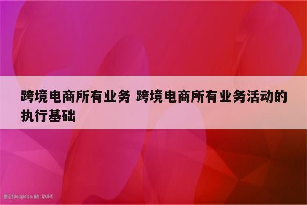 跨境电商所有业务 跨境电商所有业务活动的执行基础